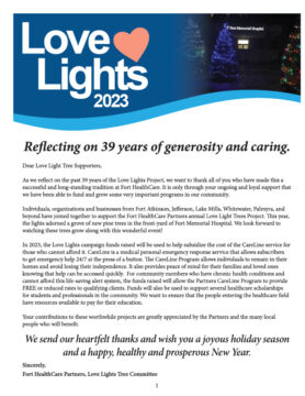 Love Lights 2023 Donor Booklet cover page
