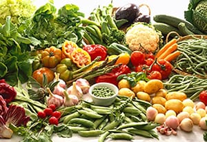A variety of raw vegetables.